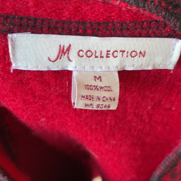 JM Collection Jacket Size Medium Zebra Red Print Wool Button Closure - Picture 7 of 7